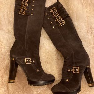 Tory Burch brown suede tall motorcycle boots 7.5